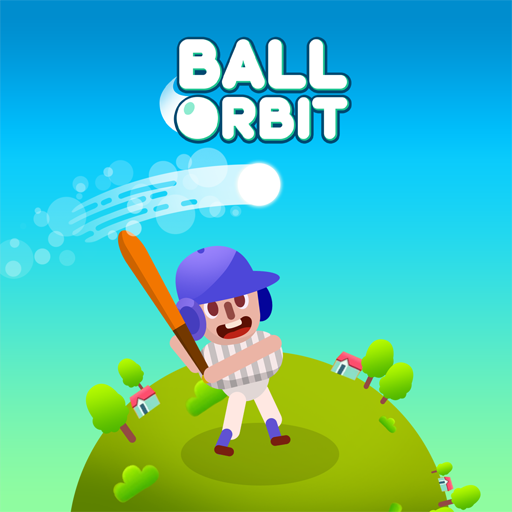 Ball Orbit game screenshot showing a baseball being hit into the sky.